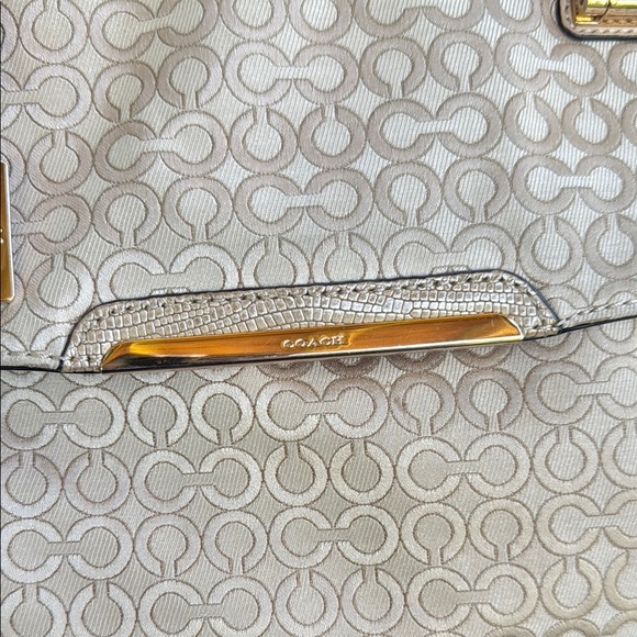 Coach Cream Satchel with Monogram Design - Picture 3 of 10